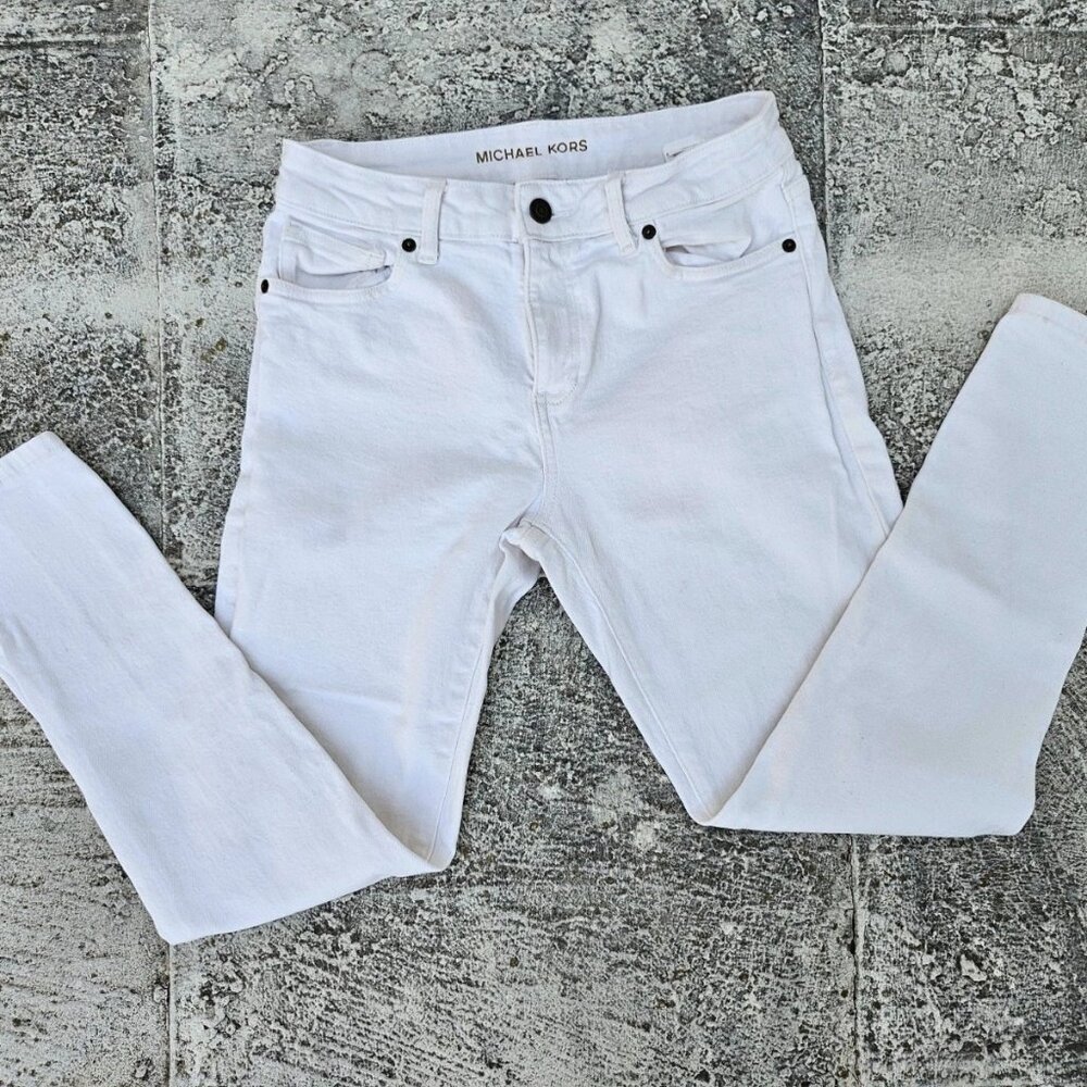 Michael Kors Women Jeans White Cotton Denim Jeans Size 4